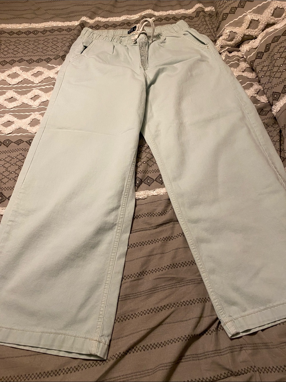 GAP Women's Mint Green Wide-Leg Drawstring Jeans